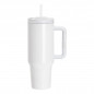 Preview: Sublimation Thermobecher mit Deckel, Griff, Trinkhalm & Flipdeckel 1200ml, weiß