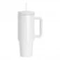 Preview: Sublimation Thermobecher mit Deckel, Griff, Trinkhalm & Flipdeckel 1200ml, weiß