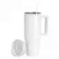 Preview: Sublimation Thermobecher mit Deckel, Griff, Trinkhalm & Flipdeckel 1200ml, weiß