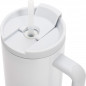 Preview: Sublimation Thermobecher mit Deckel, Griff, Trinkhalm & Flipdeckel 1200ml, weiß