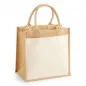 Preview: Westford Mill Jute Midi Tote W426 – Jutetasche mit Canvas-Fronttasche und runden Baumwollgriffen