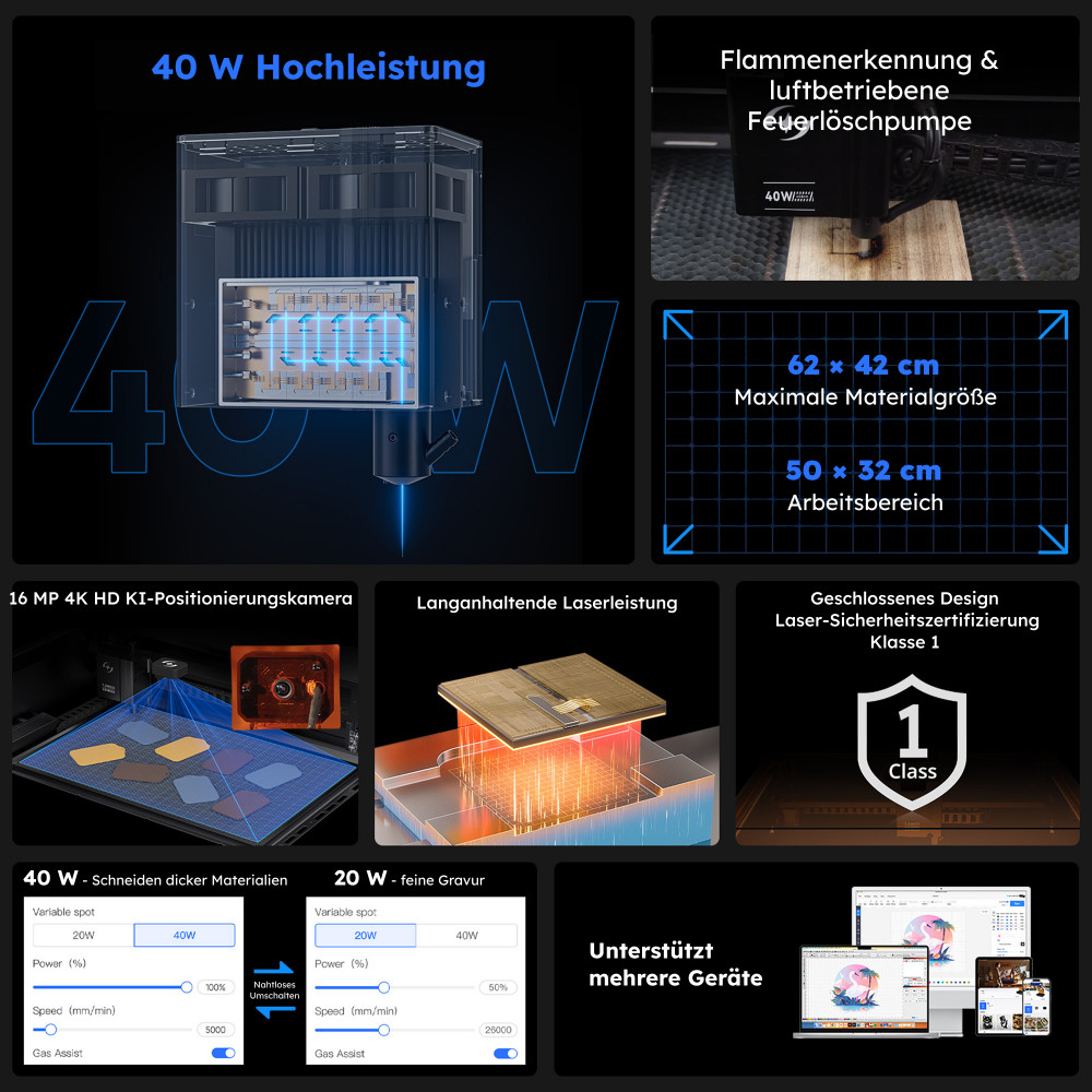 Preview: AtomStack Kraft 40W Diodenlaser Laserschneider