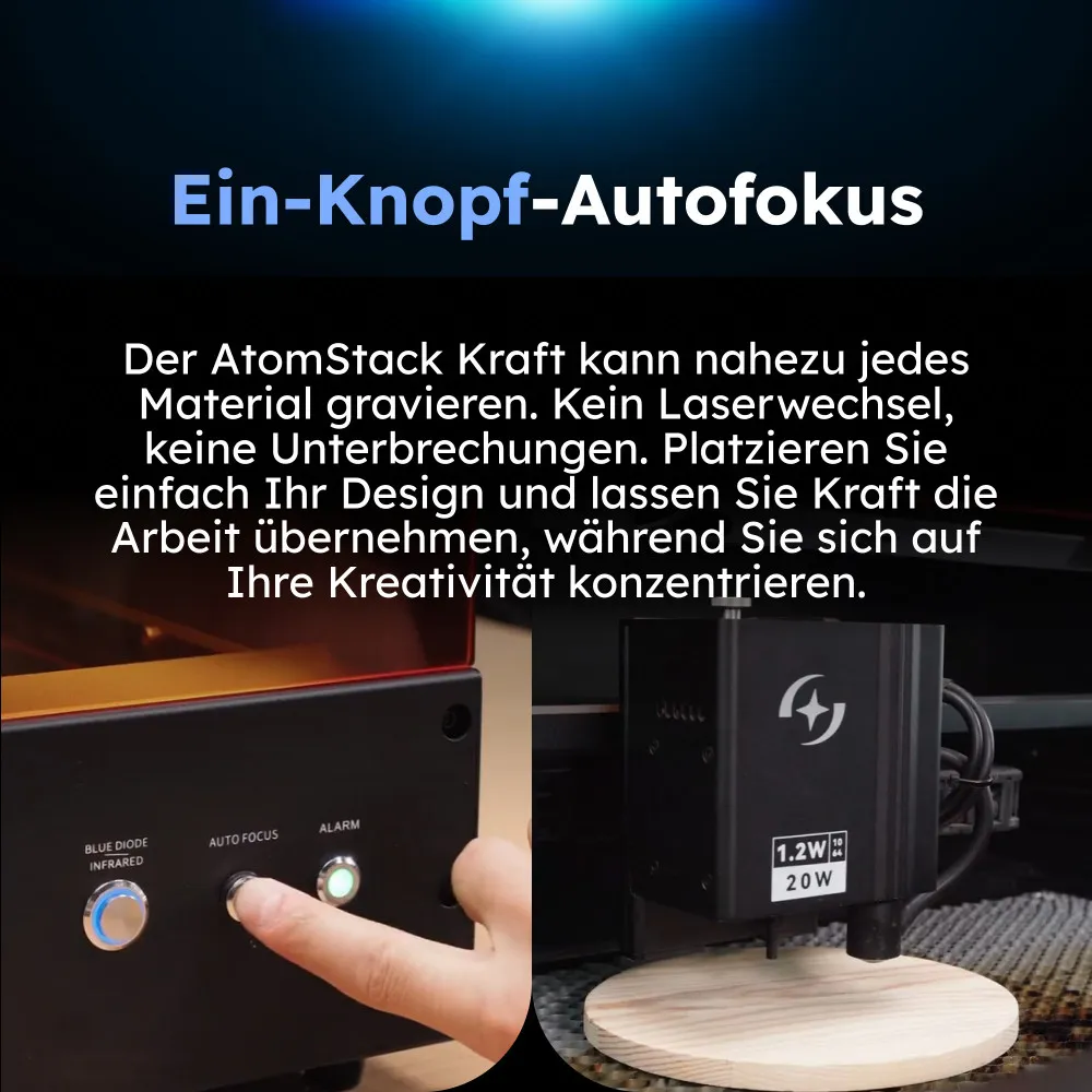 AtomStack Lasercutter 20W für Holz, Metall & Acryl 50×32 cm