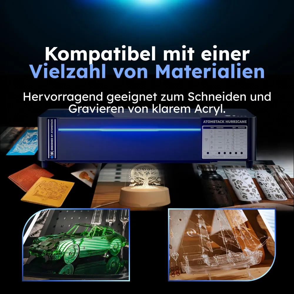 AtomStack Hurricane CO2 Laser Cutter – mit HD-Kamera und  Schutzgehäuse
