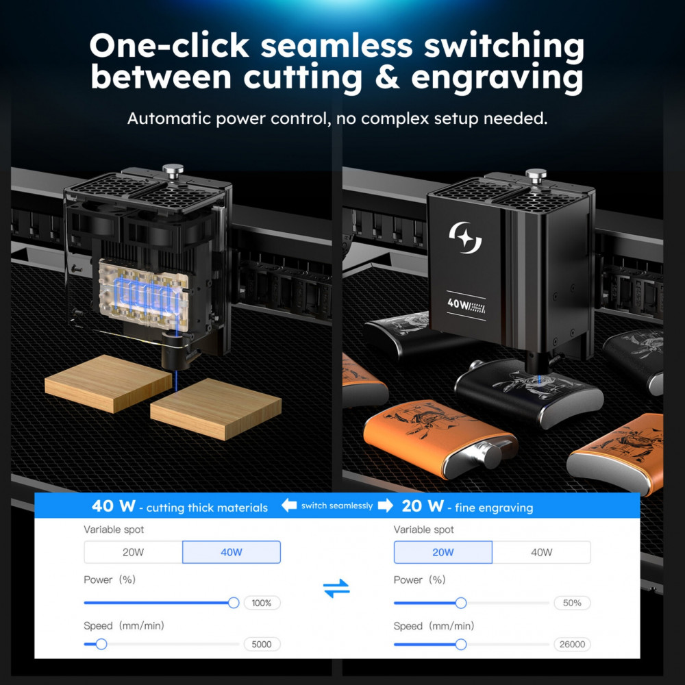 Preview: AtomStack Kraft 40W - Laser Cutter mit Class 1 Gehäuse & HD-Kamera