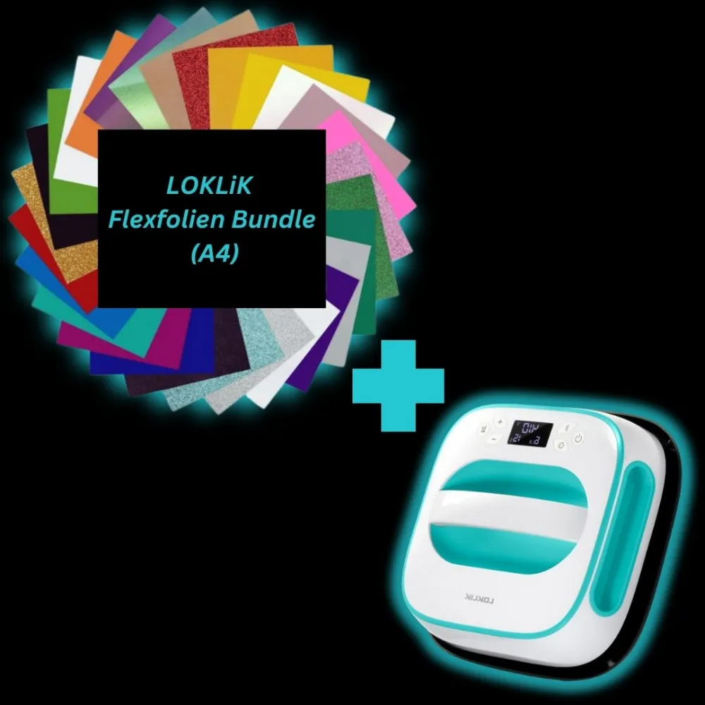 LOKLiK Easy Heat Press™ Transferpresse + Flexfolien Bundle A4