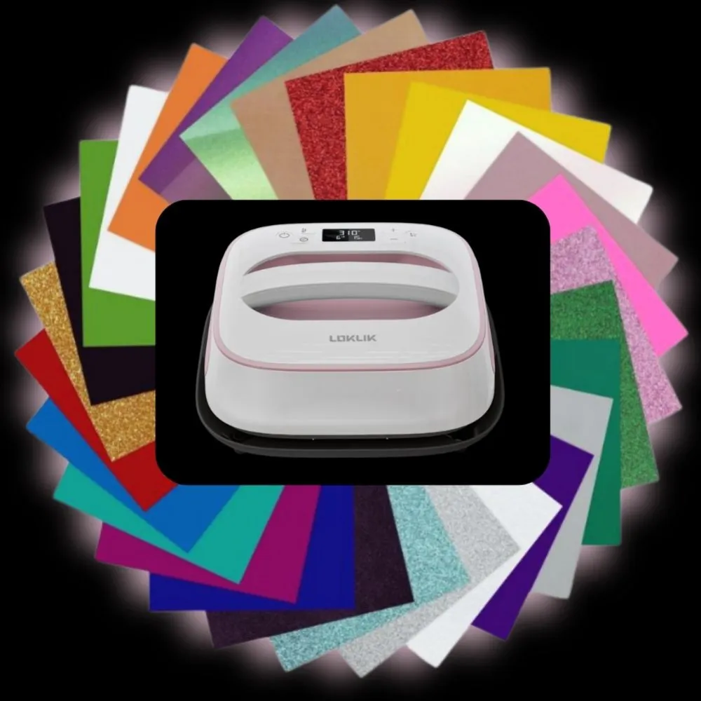 LOKLiK Easy Heat Press™ Transferpresse + Flexfolien Bundle A4
