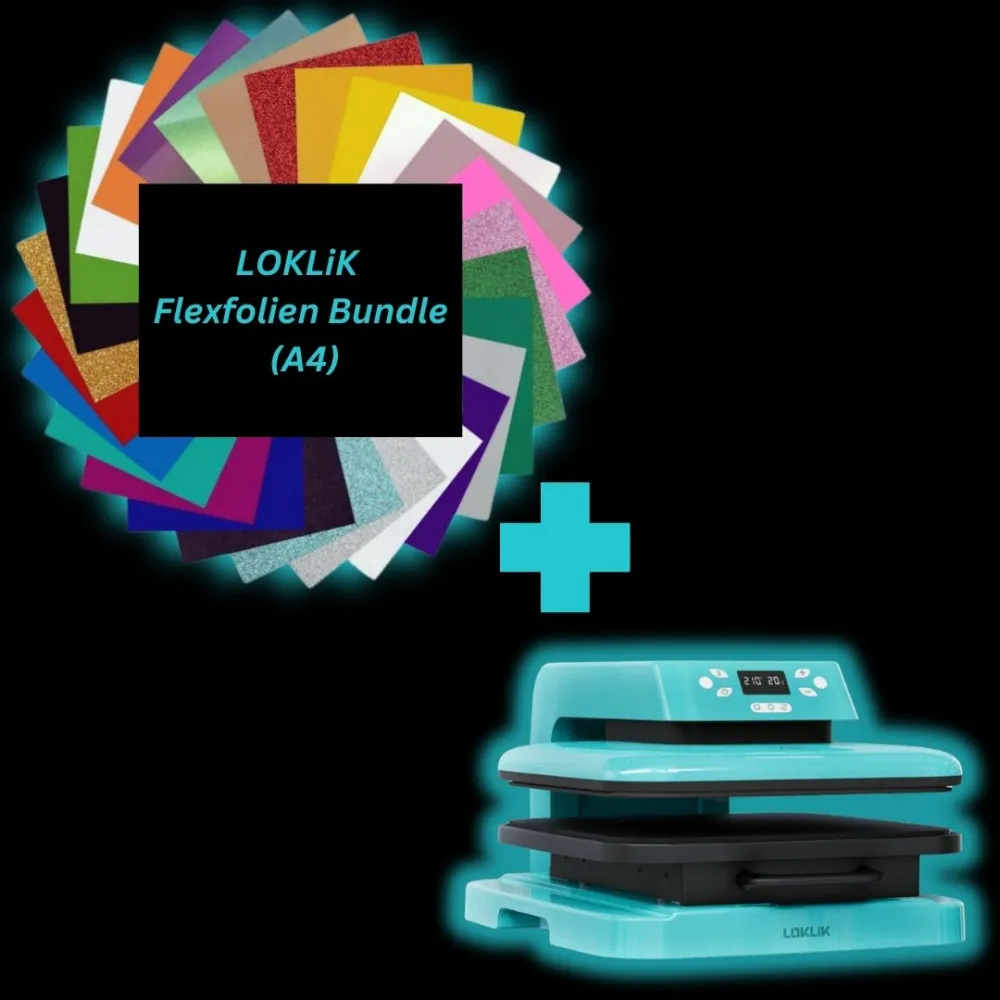 LOKLiK Auto Heat Press™ Transferpresse + Flexfolien Bundle A4