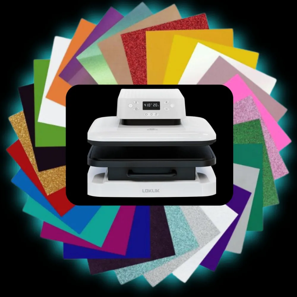 LOKLiK Auto Heat Press™ Transferpresse + Flexfolien Bundle A4