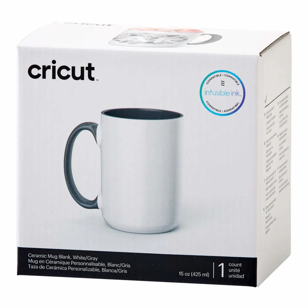 Cricut 2009330 Keramiktasse Mug grau/weiß 425 ml