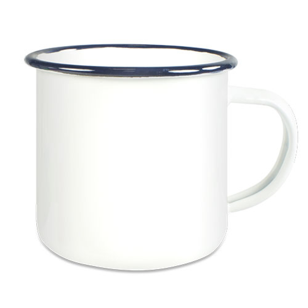 Emailletasse mit farbigem Tassenrand 12oz (300 ml)