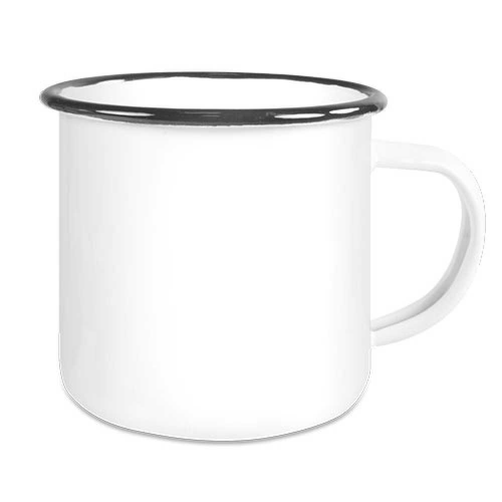 Emailletasse mit farbigem Tassenrand 12oz (300 ml)
