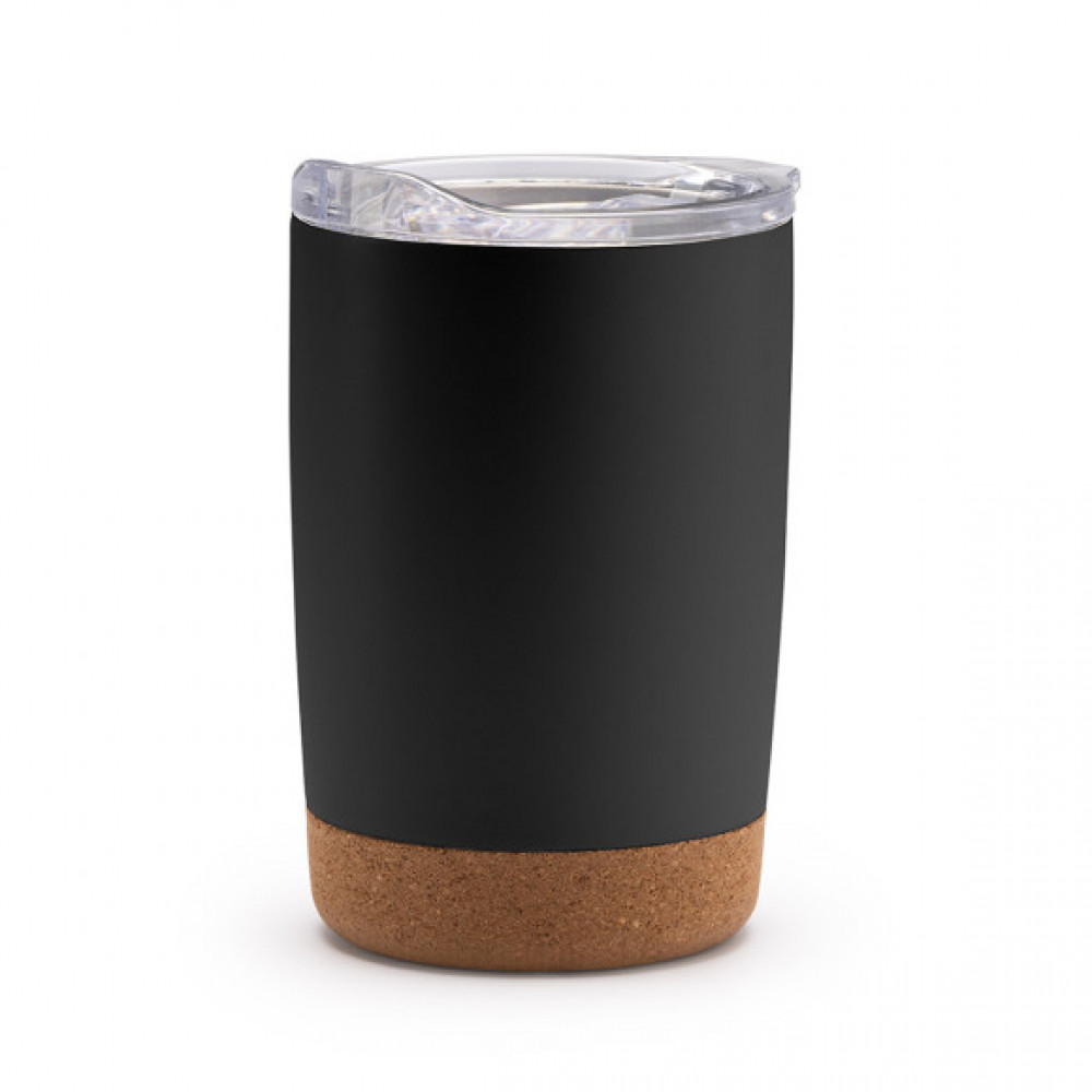 Siebdruck Edelstahlbecher mit Korkboden & Doppelwand 380ml