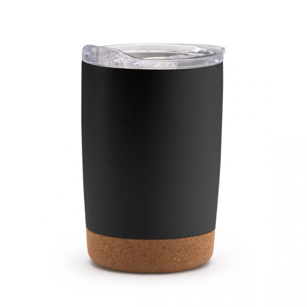 Siebdruck Edelstahlbecher mit Korkboden & Doppelwand 380ml