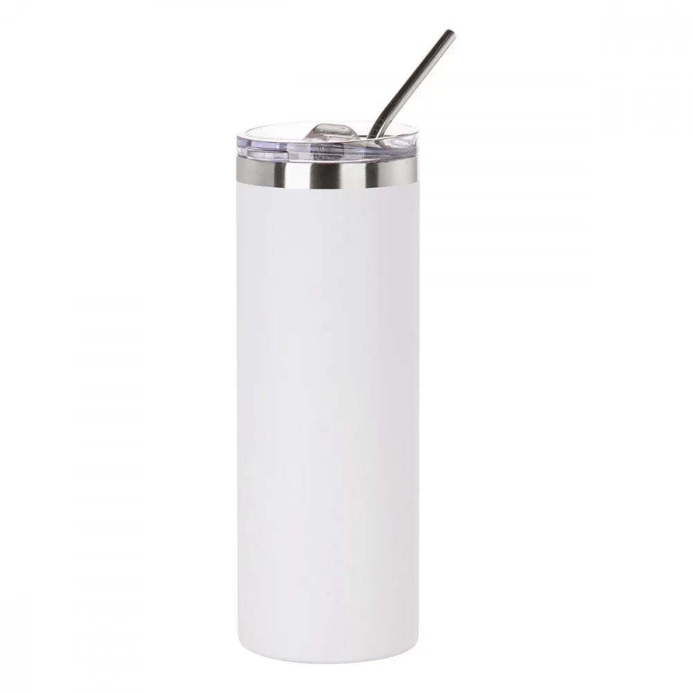 Sublimation Thermobecher mit Trinkhalm aus Edelstahl 570ml Matt & Glänzend