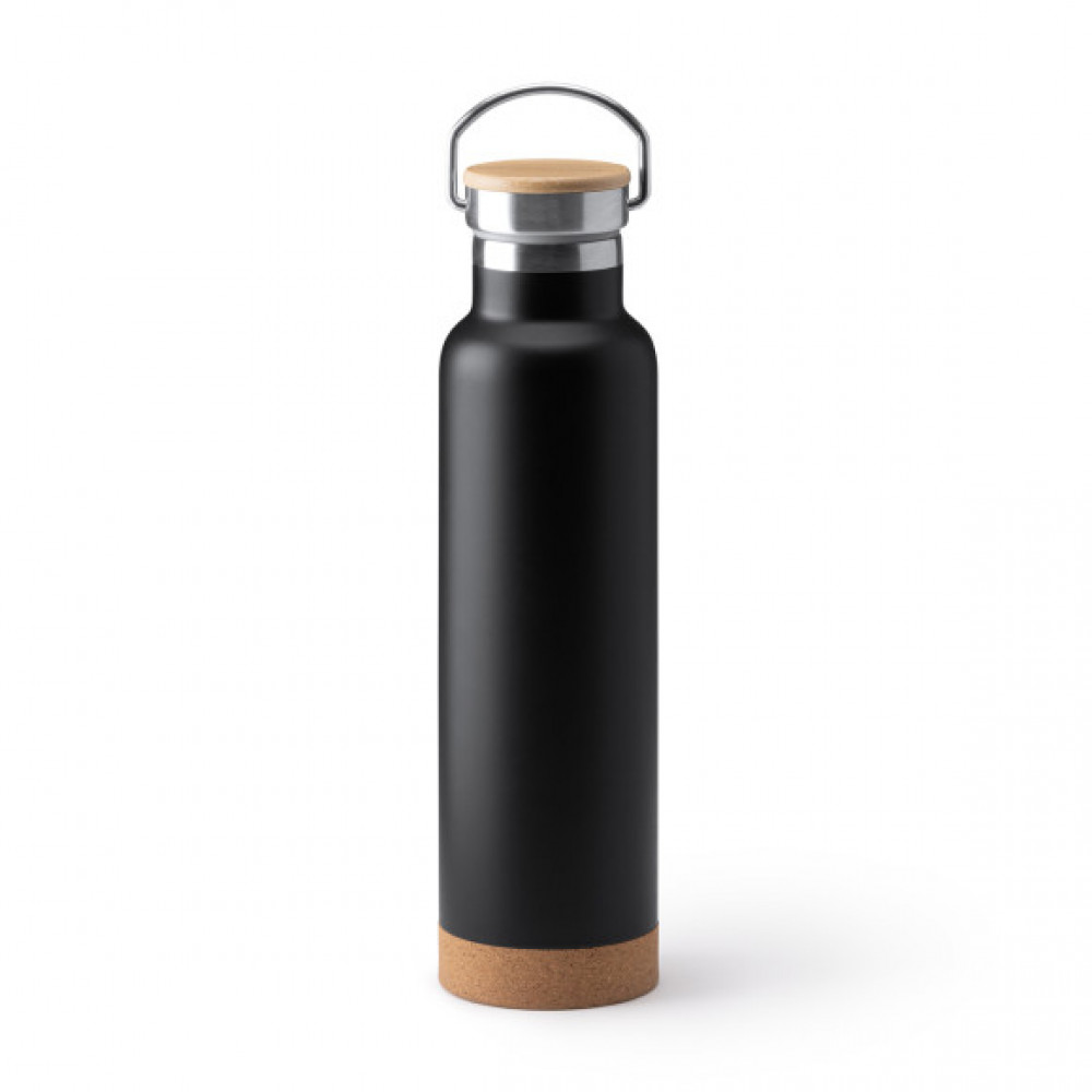 Thermoflasche mit Korkboden und Bambusdeckel 650ml