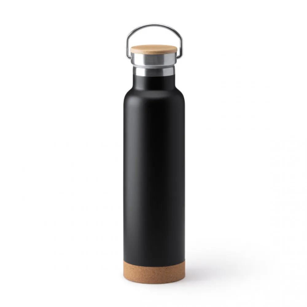 Thermoflasche mit Korkboden und Bambusdeckel 650ml