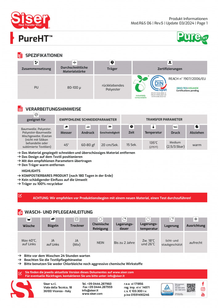 Preview: Siser PureHT Flexfolie