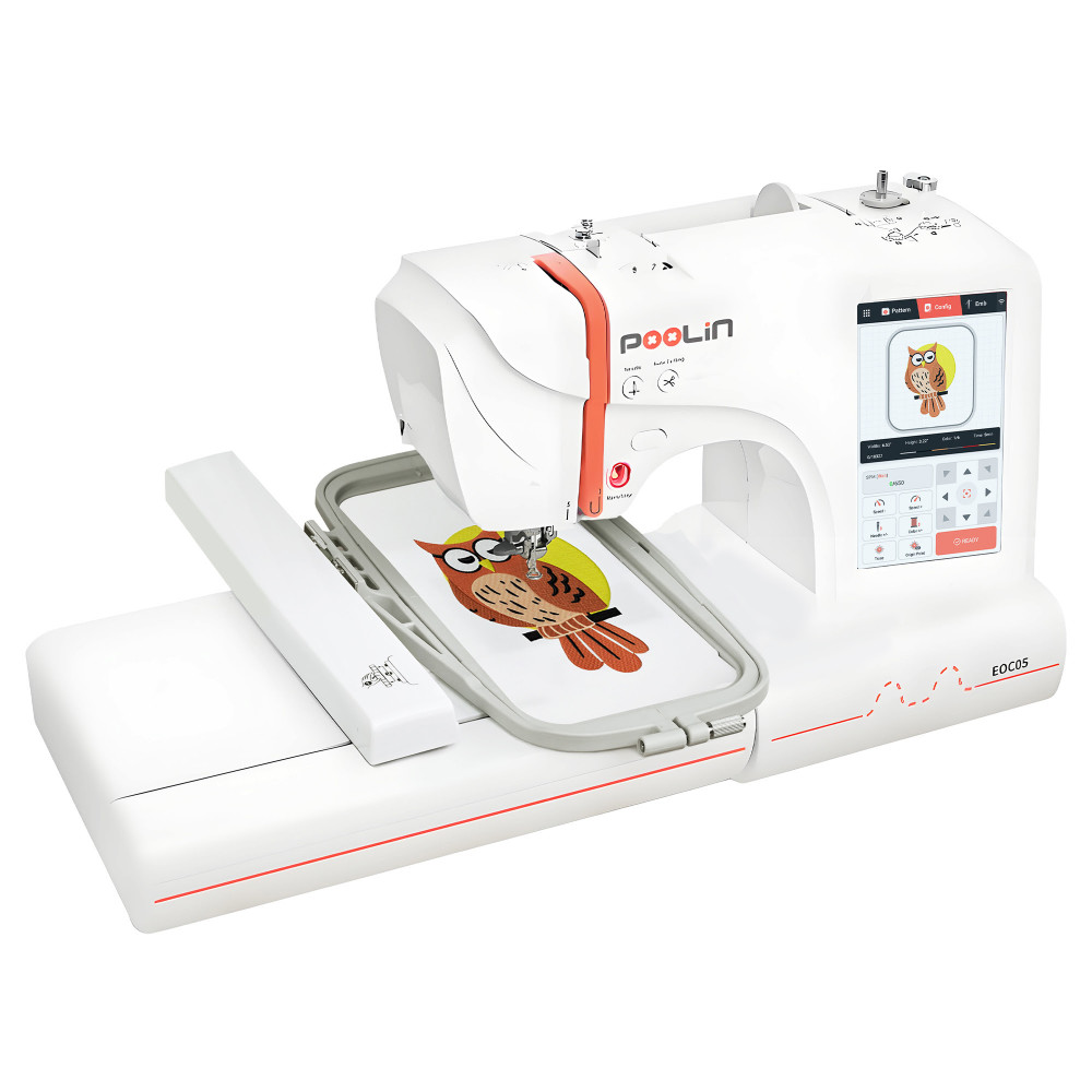 Preview: PooLin EOC05 Stickmaschine – WLAN Stickmaschine mit 7 Zoll HD-Touchscreen