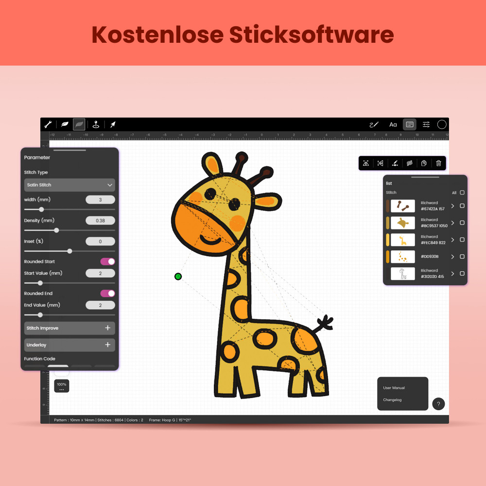 PooLin EOC05 Stickmaschine – WLAN Stickmaschine mit 7 Zoll HD-Touchscreen