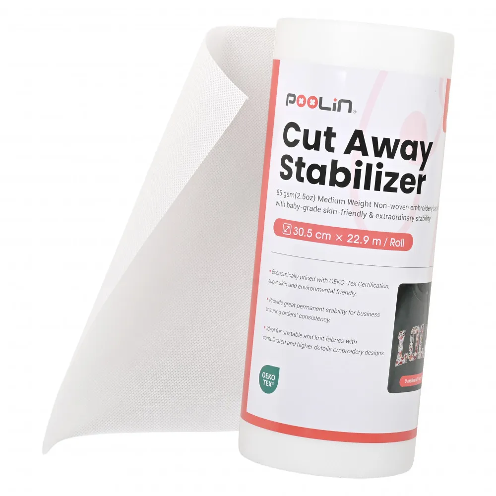 PooLin Cut Away Stabiliser Schneidvlies 85 g/m² Rolle 30,5 cm x 22,9 m