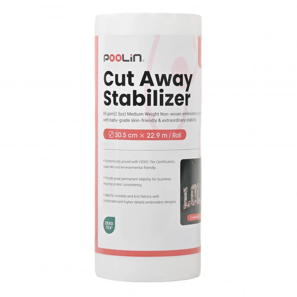 PooLin Cut Away Stabiliser Schneidvlies 85 g/m² Rolle 30,5 cm x 22,9 m