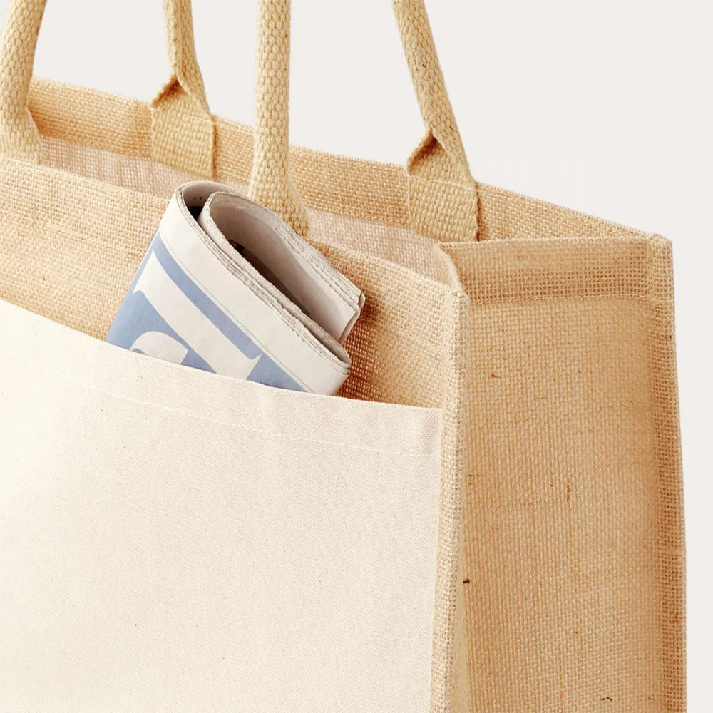 Westford Mill Unisex Jute Shopper W427 - OneSize mit Baumwoll-Tasche