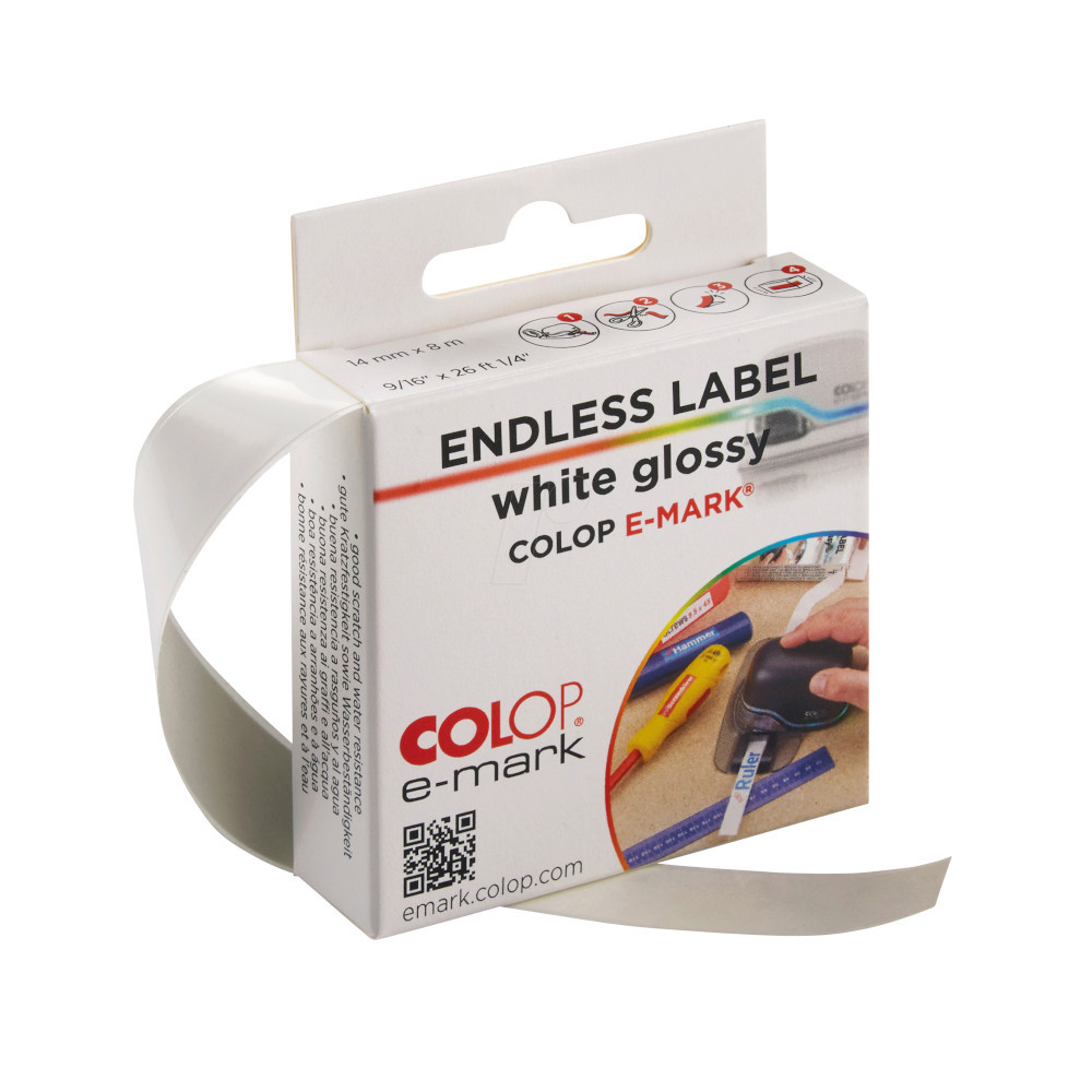 Colop e-mark Endlosetikettenband Weiß glänzend 15 mm x 8 m