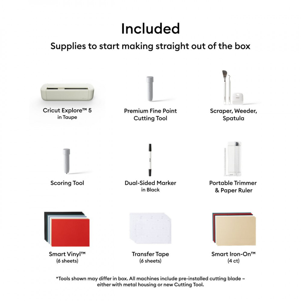 Preview: Cricut Explore™ 5 + Essential-Bundle – Starterset mit Zubehör & Materialien