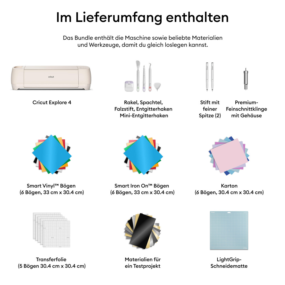 Preview: Cricut 2011287 Explore 4 Schneideplotter - Muschelweiß inkl. Essentials Bundle