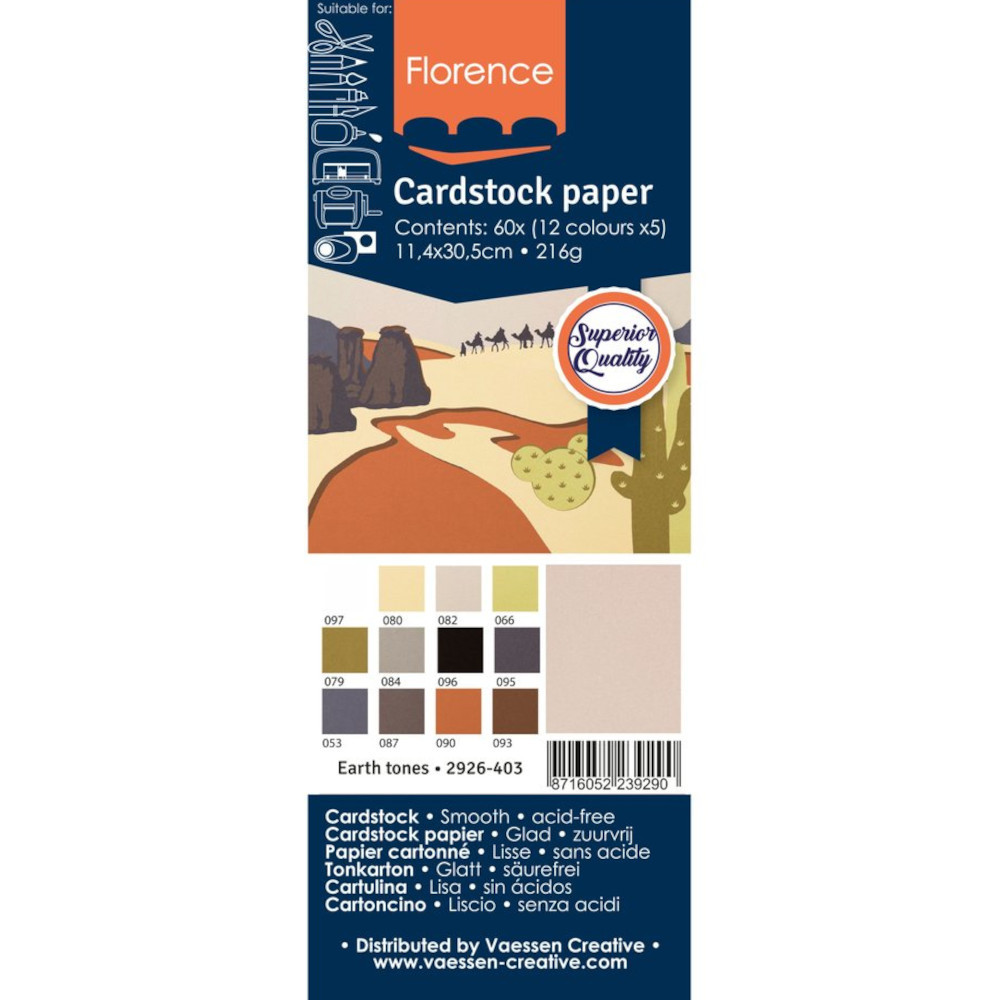 Florence Cardstock Papier Erdtöne 11,4x30,5cm (216g) - 60er Pack