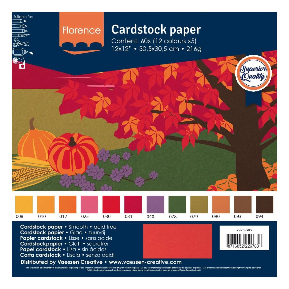 Florence Cardstock Papier Herbst 30,5x30,5cm (216g) - 60er Pack