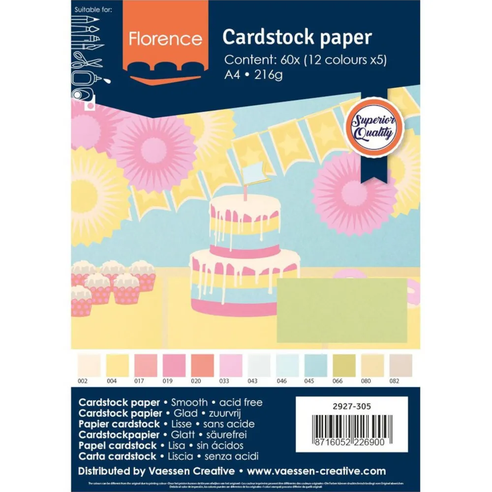 Florence Cardstock Papier Pastell DIN A4 (216g) - 60er Pack