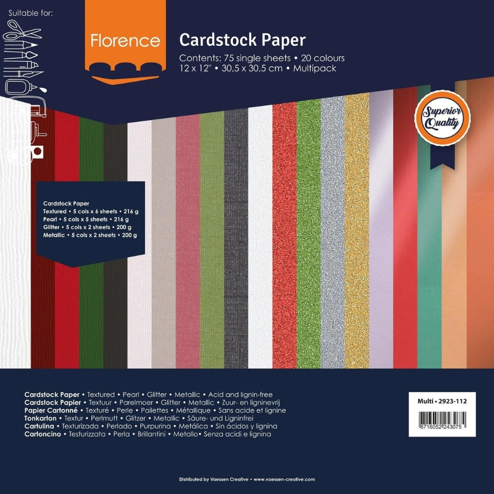 Florence Cardstock Papier Weihnachten 30,5x30,5cm (216g) - 75er Pack