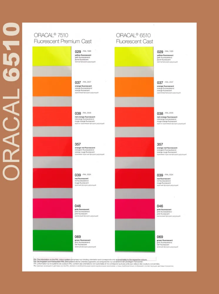 Oracal 6510 Fluorescent Cast - Neonfarbige Vinylfolie