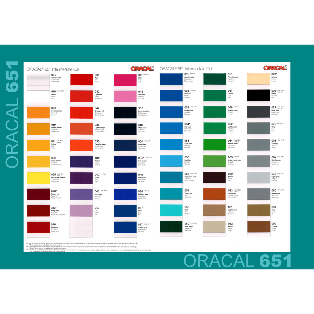 Oracal 651 Intermediate Cal - Glänzende Vinylfolie