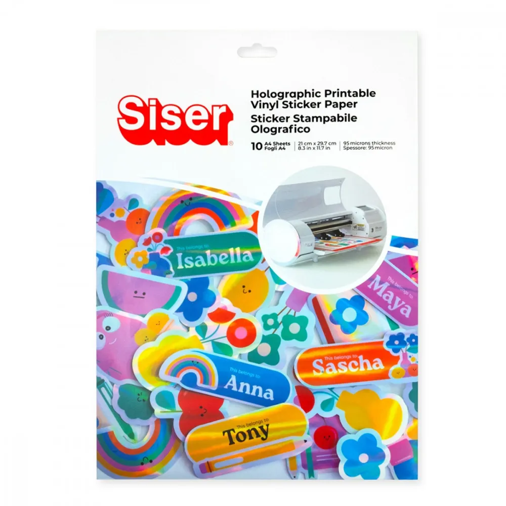 Siser Printable Vinyl Stickers Holographic – A4  Holografische Inkjet-Aufkleberfolie (10 Blatt) - Kopie