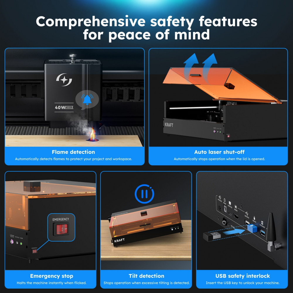 AtomStack Kraft 40W - Laser Cutter mit Class 1 Gehäuse & HD-Kamera