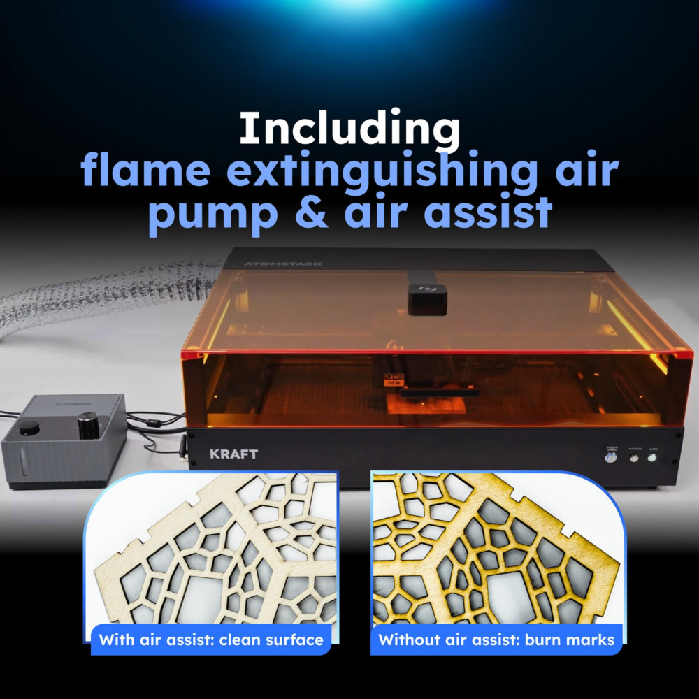 Lasercutter für Holz, Metall & Acryl 50×32 cm - mit HD-Kamera und Schutzgehäuse