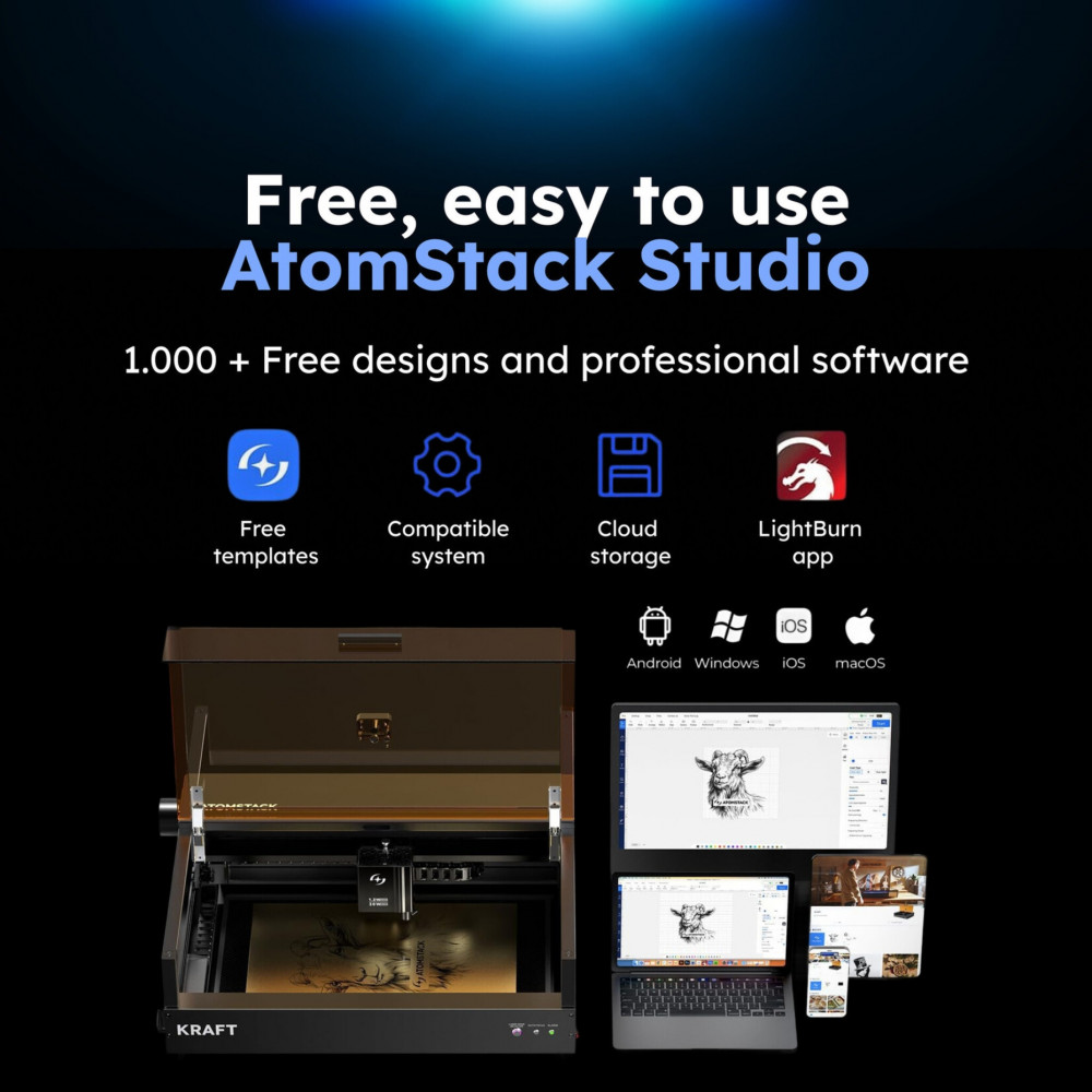 Lasercutter für Holz, Metall & Acryl 50×32 cm - mit HD-Kamera und Schutzgehäuse