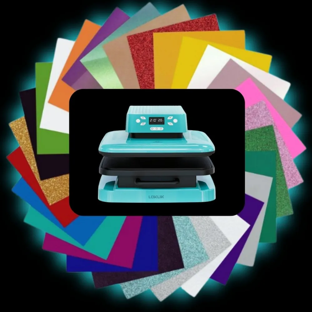 LOKLiK Auto Heat Press™ Transferpresse + Flexfolien Bundle A4