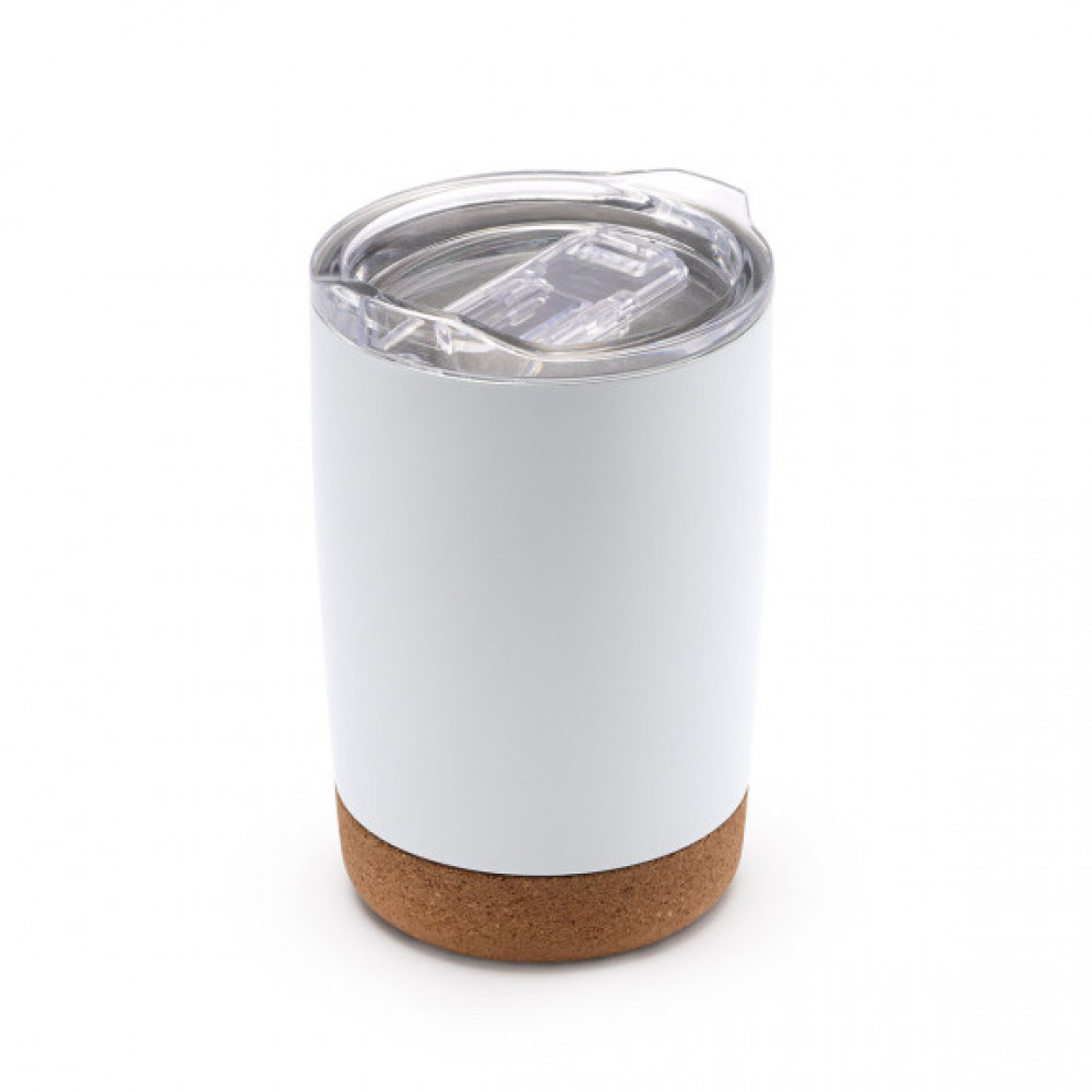 Siebdruck Edelstahlbecher mit Korkboden & Doppelwand 380ml