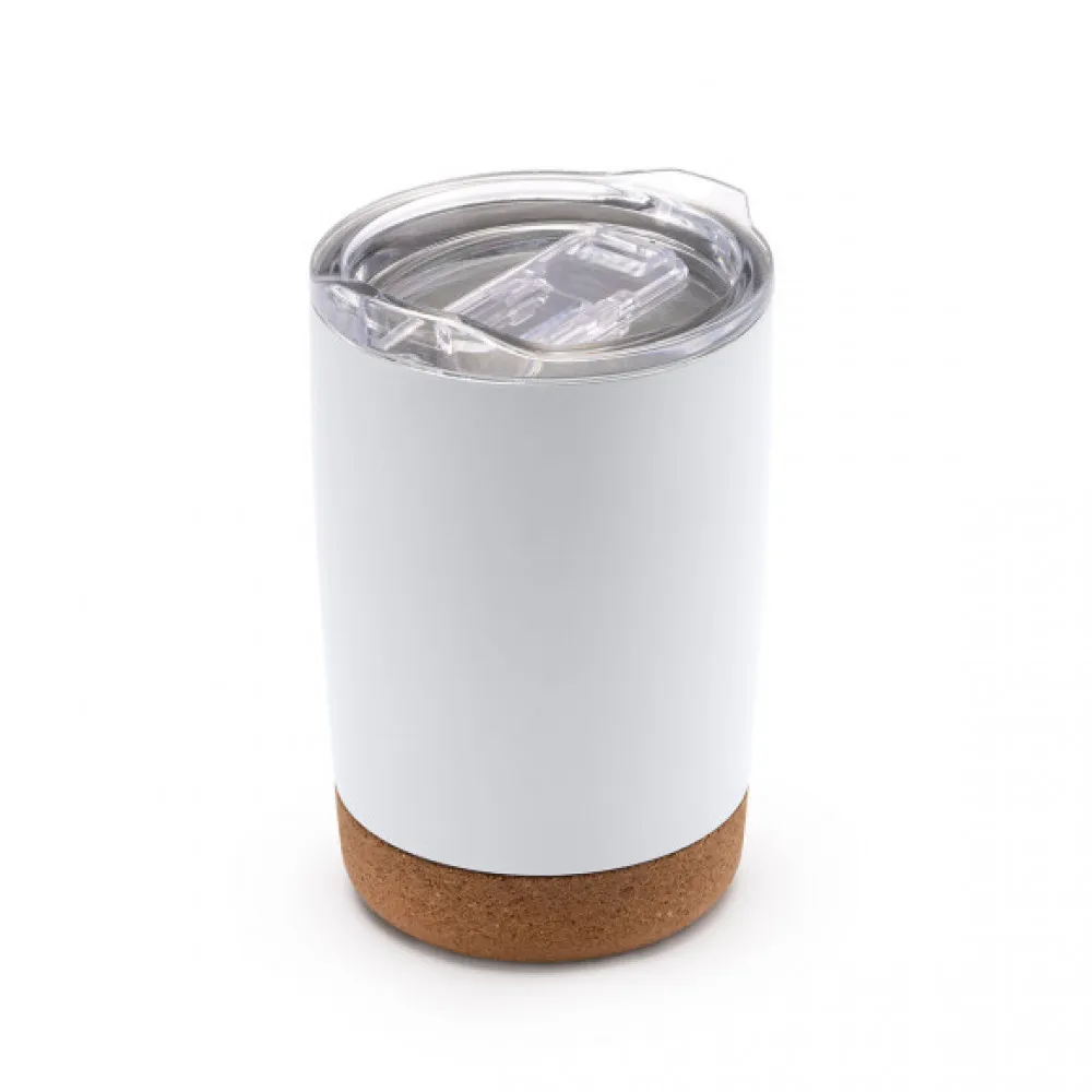 Siebdruck Edelstahlbecher mit Korkboden & Doppelwand 380ml