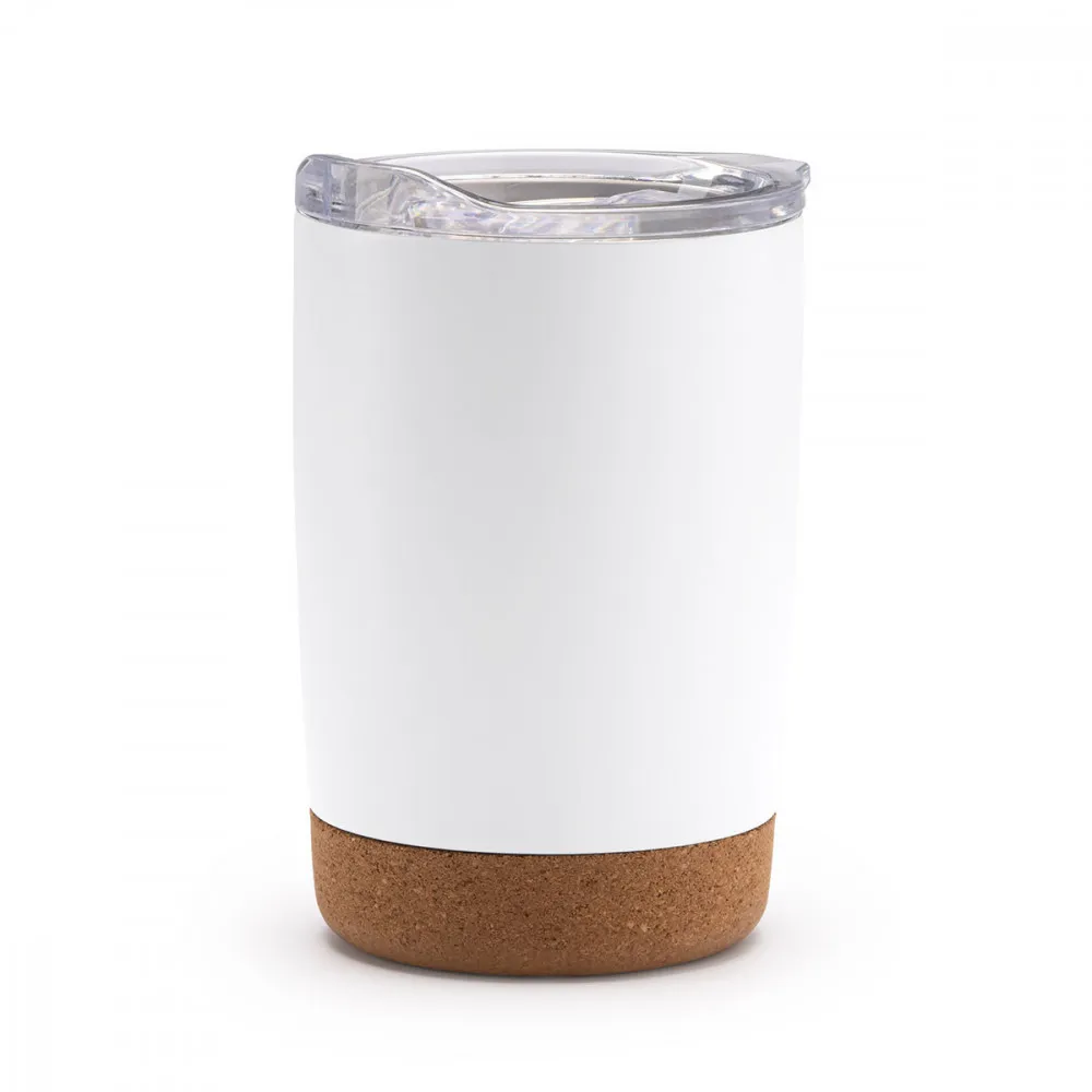 Siebdruck Edelstahlbecher mit Korkboden & Doppelwand 380ml
