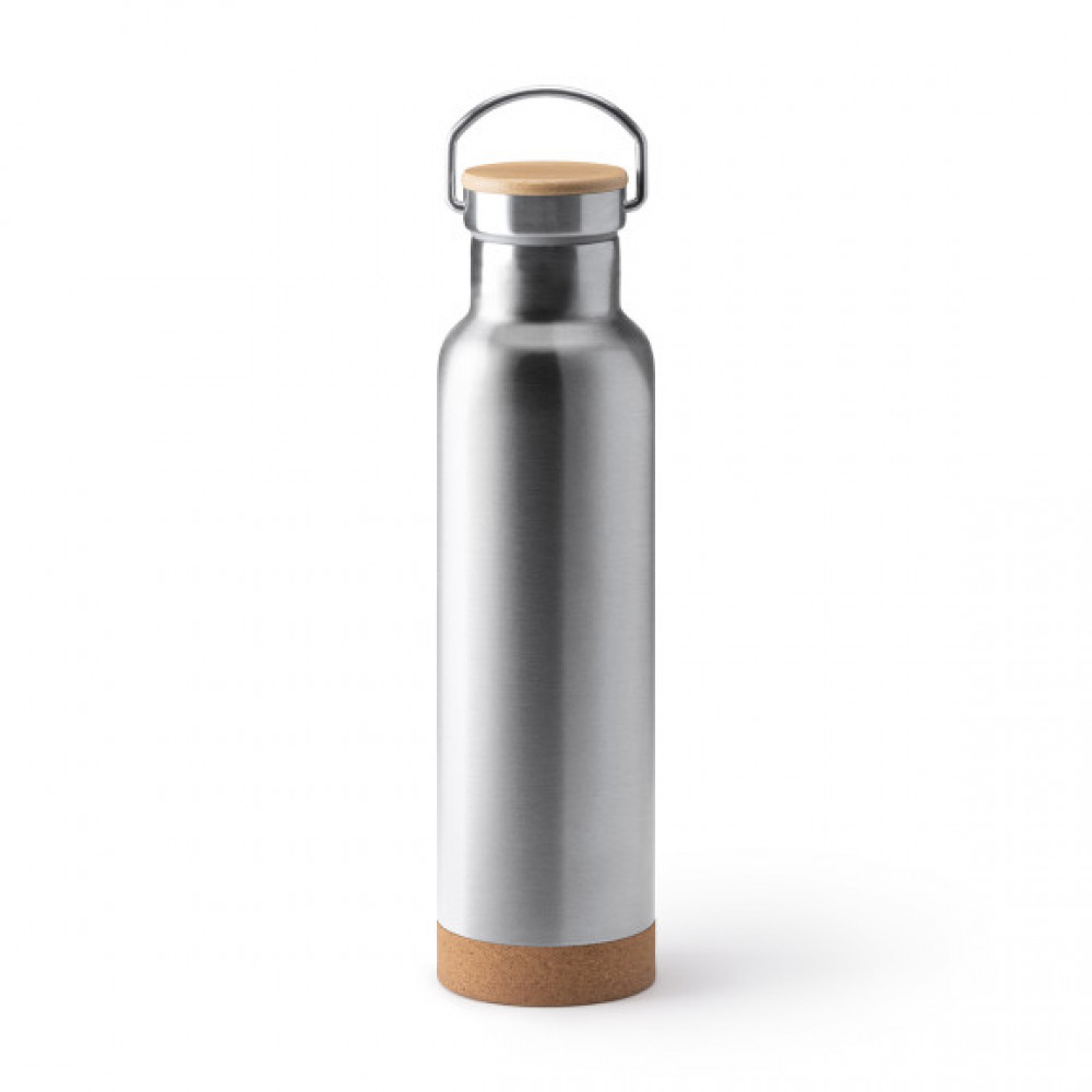 Thermoflasche mit Korkboden und Bambusdeckel 650ml
