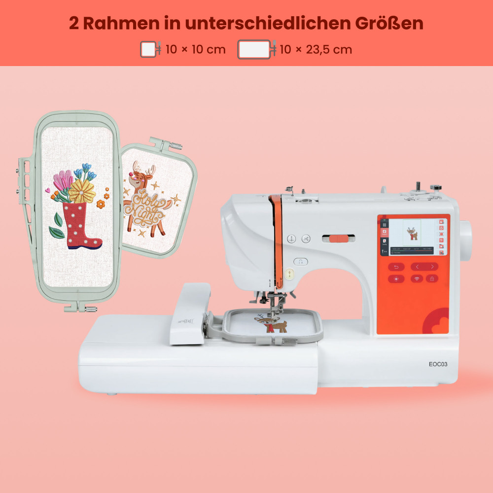 PooLin EOC03 Stickmaschine – WLAN & Touchscreen Stickmaschine 10 x 23,5 cm