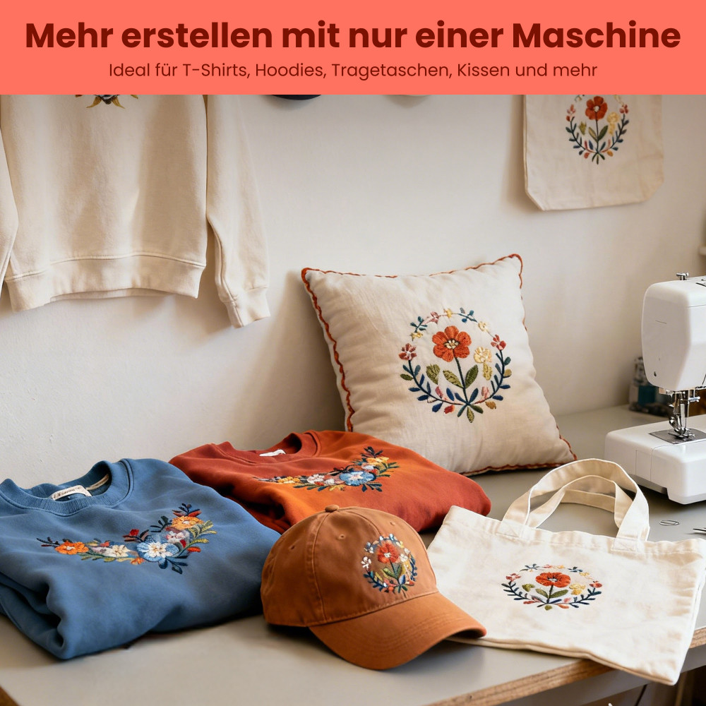 PooLin EOC03 Stickmaschine – WLAN & Touchscreen Stickmaschine 10 x 23,5 cm