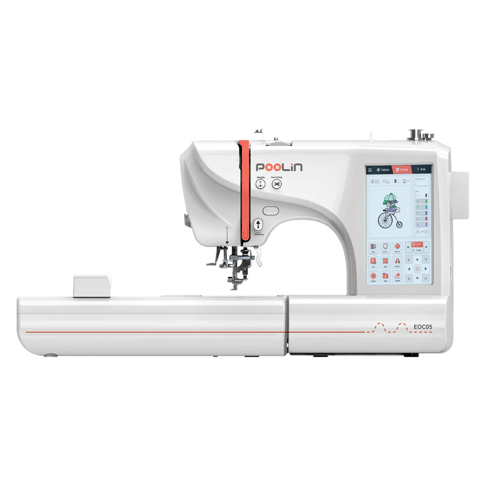 PooLin EOC05 Stickmaschine – WLAN Stickmaschine mit 7 Zoll HD-Touchscreen