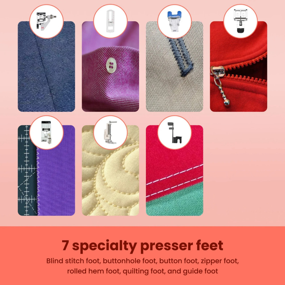 PooLin EOC01 – Elektronische Nähmaschine mit 50 Stichen & 8 Nähfüßen