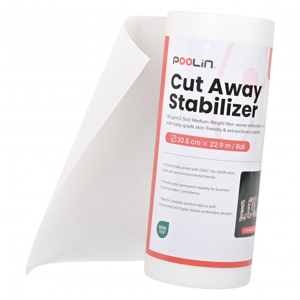 PooLin Cut Away Stabiliser Schneidvlies 85 g/m² Rolle 30,5 cm x 22,9 m
